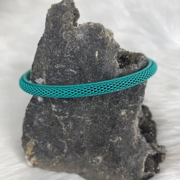 Teal Green Mesh Bangle Bracelet - Picture 1 of 4